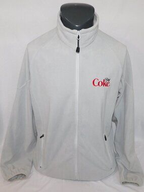 Diet Coke Embroidered Spellout Gray Full Zip light Micro Fleece Jacket Unisex M